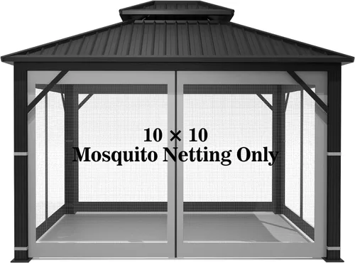 Miniatura 14 de Mosquitera Universal de Repuesto para Gazebo – Hugline 10' x 12' Pantalla de Malla para Exteriores, Cortinas Laterales de 4 Paneles con Cremallera