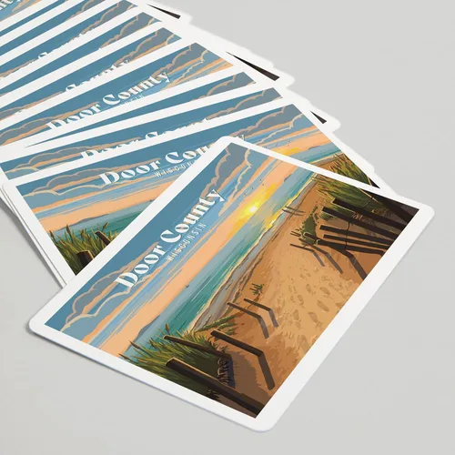 Miniatura 5 de Lantern Press Door County, Wisconsin, Painterly, Sand Soul Sun, Beach Path, 52 Playing Cards for Adults, Poker Size Card Deck