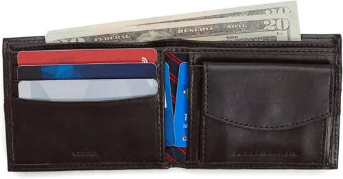 Miniatura 4 de Tommy Hilfiger Billetera plegable delgada de cuero para hombre con bolsillo para monedas