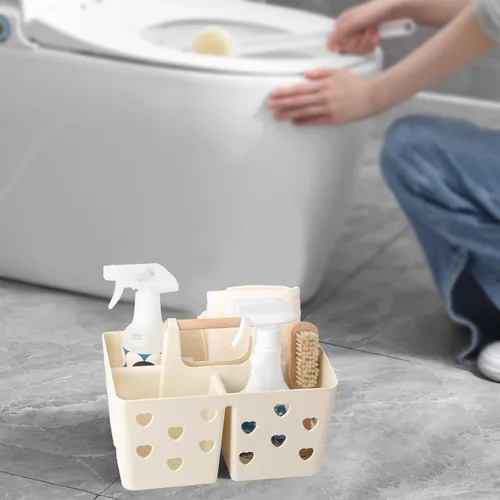 Miniatura 5 de Anyoifax Organizador de Ducha Portátil Cesta de Ducha de Plástico Organizador de Baño Dividido Organizador de Limpieza de Almacenamiento con Asa
