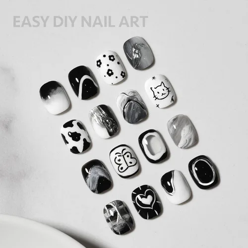 Miniatura 5 de GAOY - Esmalte de uñas de gel en blanco y negro, 2 piezas de 0.3 fl oz, diseño de pintura de uñas de colores clásicos con pincel fino, curado