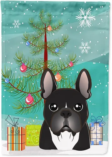 Miniatura 11 de Caroline's Treasures BB1622CHF - Bandera de casa Shih Tzu con árbol de Navidad y gris plateado para porche, grande, para colgar en la pared
