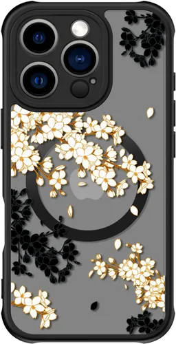 Miniatura 111 de FUNMIKO Funda para iPhone 16 Plus, carga inalámbrica y protección de grado militar, diseño floral moderno para mujeres y niñas, funda antideslizante