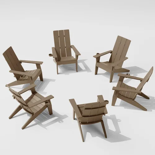Miniatura 16 de MXIMU Silla Adirondack moderna resistente a la intemperie con portavasos, sillas de gran tamaño para hogueras Adorondic de plástico al aire libre