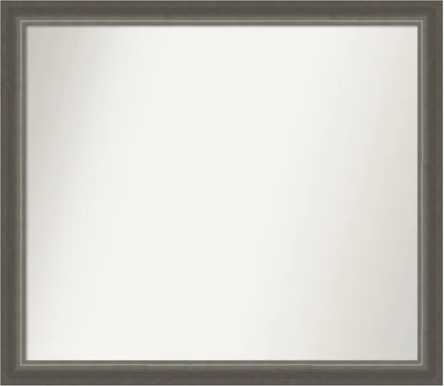 Miniatura 87 de Amanti Art Espejo de baño plateado para sobre fregadero, 25 x 25 pulgadas, espejo de tocador cuadrado estrecho de níquel cepillado, marco de madera