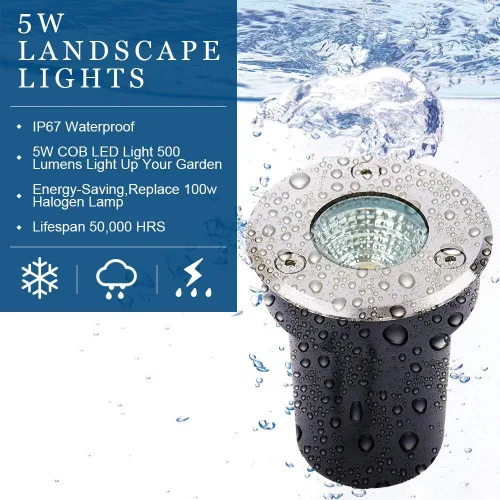 Miniatura 3 de Iluminación de paisaje de bajo voltaje, luz LED de pozo para exteriores, 12-24 V, AC/CC, luces de tierra IP67, impermeables, luces blancas cálidas