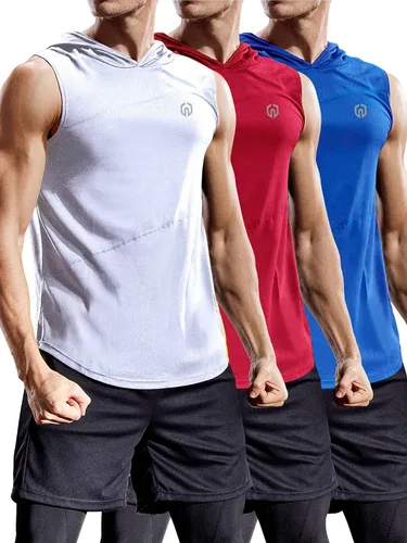 Miniatura 13 de Neleus - Camiseta sin mangas deportiva Dry Fit para correr con capucha