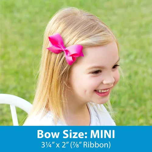 Miniatura 2 de Wee Ones Juego de 6 piezas de lazos para niña, paquete variado de grosgrain sólido en una pinza de pelo antideslizante WeeStay, mediano, azul, azul