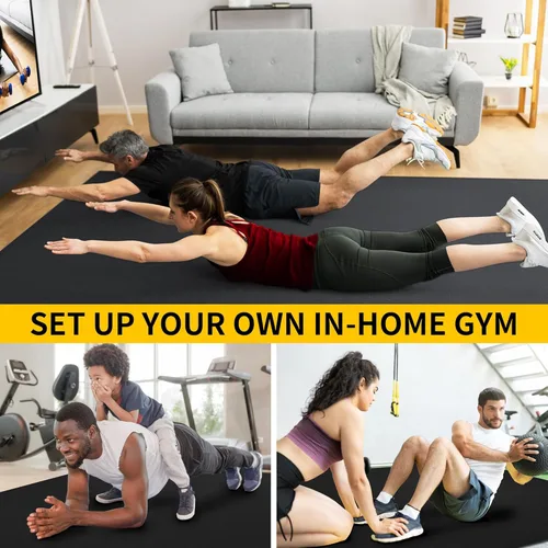 Miniatura 5 de CAMBIVO Alfombrillas de ejercicio grandes para entrenamiento en casa, 8 x 6 pies/7 x 5 pies/6 x 4 pies (0.276 in) extra gruesas para gimnasio