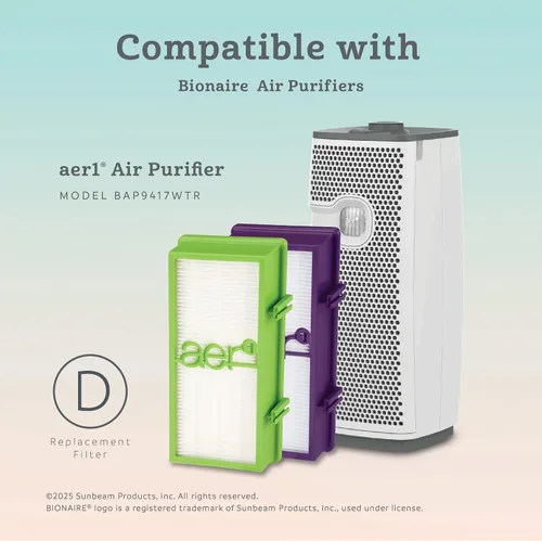 Miniatura 4 de Bionaire oficial - Filtro de aire de repuesto AER1 True HEPA para eliminar alérgenos, captura polvo, polen, humo y caspa de mascotas, compatible
