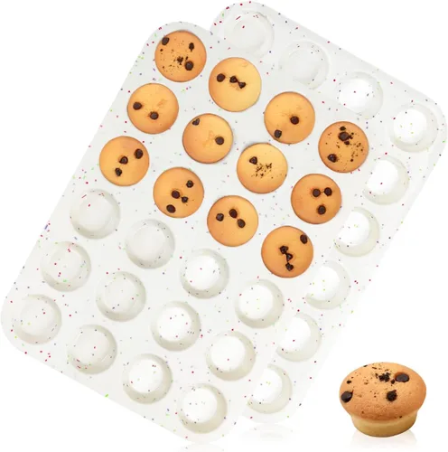 Miniatura 9 de CAKETIME Molde de silicona para magdalenas, molde para magdalenas de tamaño regular para hornear 12 cavidades, molde antiadherente de silicona