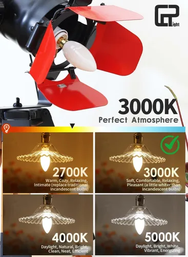 Miniatura 4 de Bombilla LED de candelabro LED regulable de 6 W 3000 K, color blanco suave, equivalente a 600 lúmenes, luz de cristal ópalo E12, lámpara de vela B11