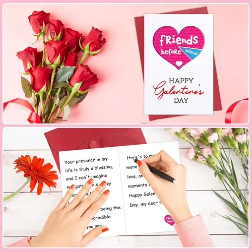 Miniatura 7 de D4DREAM Tarjetas de feliz día de Galentines para sus amigos antes de Bellends Galentines Day Tarjeta de regalo para amigos, mejor amiga, tarjeta