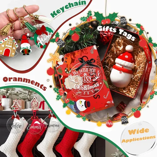 Miniatura 4 de HOODO 30 piezas de adornos de acrílico transparente de 3 pulgadas, círculos acrílicos redondos de acrílico con agujero, adornos de disco de vidrio