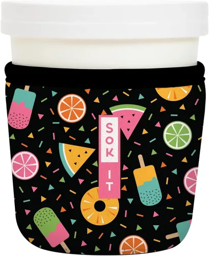 Miniatura 178 de Sok It IceCreamSok - Funda de neopreno aislada (flores abstractas, pintas de helado cónicas)