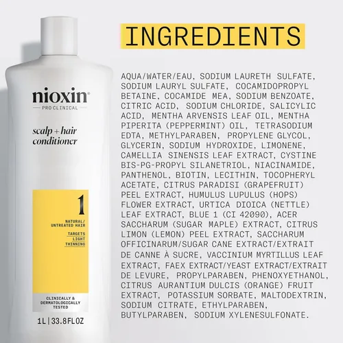Miniatura 8 de Nioxin Sistema 1, acondicionador de terapia, con aceite de menta, trata el cuero cabelludo sensible y proporciona humedad, para cabello natural