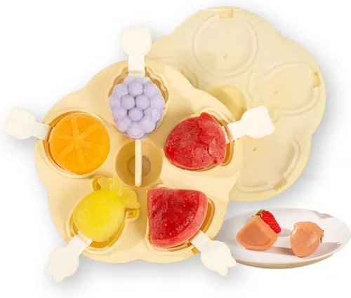 Miniatura 10 de Moldes de paletas de 5 piezas, lindas bandejas de paletas con formas de frutas, molde de silicona sin BPA para helados para congelador, hecho