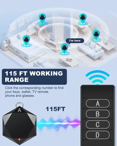 Miniatura 3 de Elecpow Localizador de llaves con sonido, 85 dB+Rf buscador remoto con 164 pies. Buscador de control remoto de TV inalámbrico para llaves, cartera