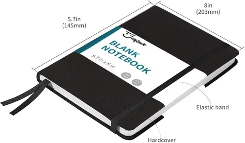 Miniatura 7 de JOYEUX Cuaderno en blanco, tamaño A5, 160 páginas, 3.53 oz/m² de grosor, cuaderno de bocetos de tapa dura para escribir, cuadernos de 5.7 x 8 Negro