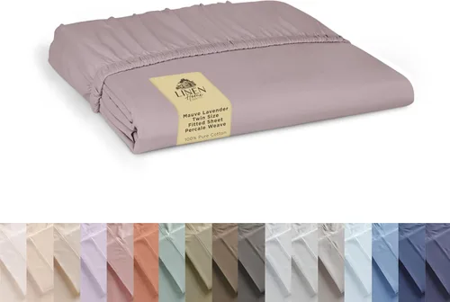 Miniatura 8 de Sábana bajera de 100% algodón percal, tamaño King, verde salvia, 1 sábana bajera con bolsillos profundos, ropa de cama fresca y resistente, 78 x 80