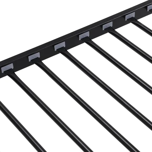Miniatura 4 de EMKK Literas de metal tamaño individual con escalera y barandilla de longitud completa, marco de cama de metal negro, no necesita somier, firme