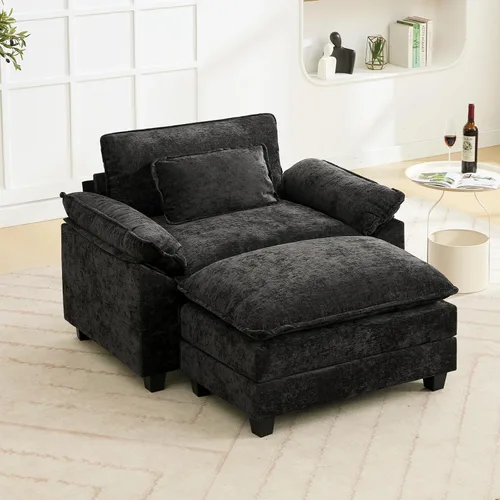 Miniatura 11 de Oprisen Sofá Seccional Modular, Cómodo Cloud Couch Sofá Seccional, Sofá Cama de Chenilla con Asiento Profundo con Almohadas Decorativas para Sala