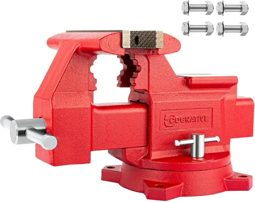 Miniatura 14 de UPG - Tornillo de banco mejorado de 5 pulgadas con tornillo de banco de hierro dúctil, tornillo de banco multiusos de 360° con yunque y pasadores