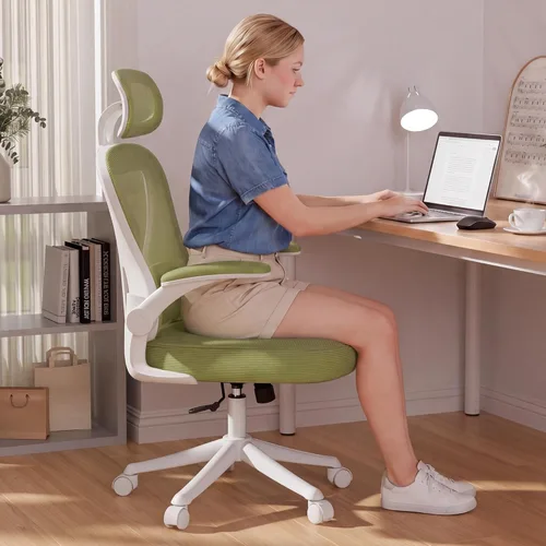 Miniatura 3 de SeekFancy Silla de oficina ergonómica M903, silla de escritorio para computadora con ruedas, silla de oficina de malla con respaldo alto con soporte
