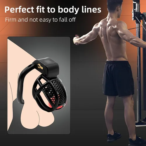 Miniatura 6 de Jaula de castidad masculina para el pene - Jaula de castidad para hombre, ejercicio de pene impreso en 3D, equipo de bondage negro, ligero, juguete