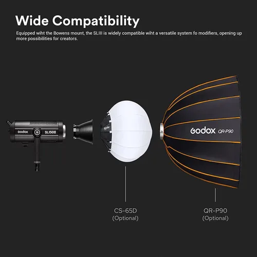 Miniatura 7 de Godox SL150WII - Luz LED de fotografía mejorada, SL150WIII SL150III SL-150WIII 160W luz continua, CRI96+ equilibrada de luz diurna, montaje Bowens