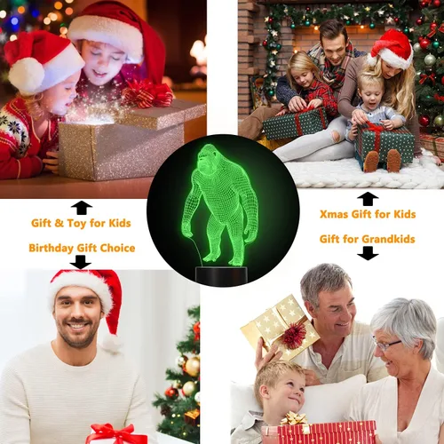 Miniatura 8 de 3D Night Light Ape Gorilla LED Luz nocturna para bebé guardería mono lámpara para habitación de los niños decoración del hogar regalos de Navidad