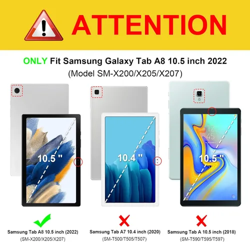 Miniatura 2 de Fintie Funda para Samsung Galaxy Tab A8 de 10.5 pulgadas modelo 2022 (SM-X200/X205/X207), cubierta trasera inteligente de visión multiángulo