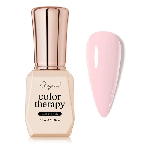 SHOYUM - Esmalte de uñas en gel, 1 unidad de 0.5 onzas, color rosa claro, esmalte de uñas de remoción, rosa bebé, primavera, esmalte de uñas para