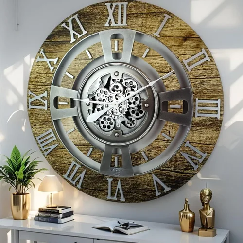 Miniatura 22 de ImprovingLife The Gears Reloj de pared con engranajes móviles reales línea Inglaterra (Verde Aguamarina, 24 pulgadas (60 cm))
