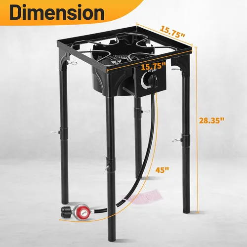 Miniatura 8 de Estufa de Camping al Aire Libre FSUON, 130000 BTU, Quemador de Alta Presión Individual, Cocina de Gas Propano con Patas Desmontables, Regulador