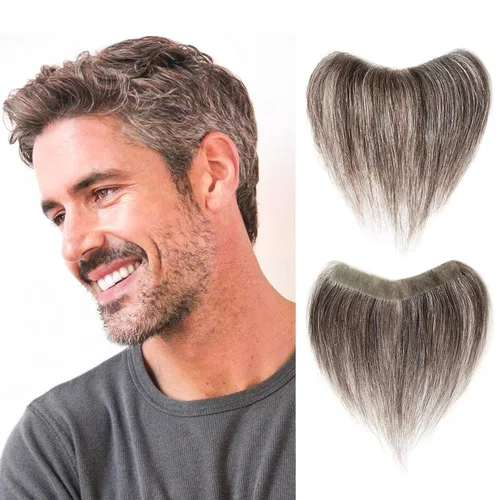 Miniatura 21 de Extensión frontal de cabello rubio claro para hombres, extensión de cabello lacio con pérdida de línea de cabello humano con cinta adhesiva