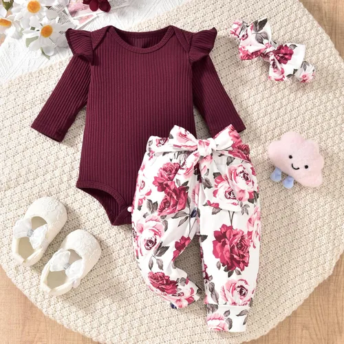 Miniatura 218 de Aalizzwell Conjunto de mameluco acanalado para bebé recién nacido prematuro para otoño e invierno