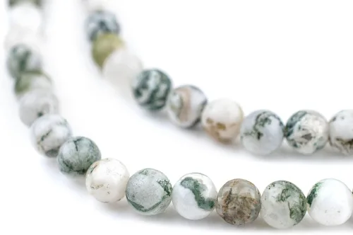 Miniatura 40 de The Bead Chest Cuentas de Jade Blanco Mate Redondas (8mm): Piedra Preciosa Orgánica Redonda Esférica de Energía con Poder de Sanación para Hacer