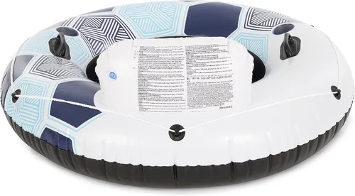 Miniatura 6 de Bestway 15496 CoolerZ Rapid Rider Inflatable River Lake Pool Inner Tube Float with Built in Backrest and Wrap Around Grab Rope, Blue Hexagon