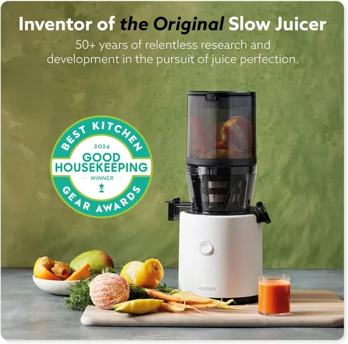Miniatura 2 de Máquina exprimidora de prensa fría Hurom H320N, exprimidora de masticación lenta fácil de limpiar, coladores gruesos, autoalimentación, sin manos