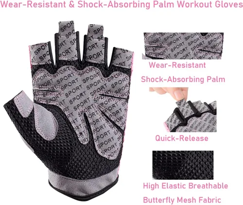 Miniatura 2 de Guantes de entrenamiento para hombres y mujeres, sin dedos, transpirables y protección completa de la palma de la mano, guantes de ejercicio