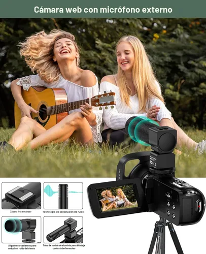 Miniatura 5 de Videocámara 4K 64MP para vlogging, cámara para YouTube, pantalla táctil de 3.0", zoom digital de 18 aumentos, visión nocturna IR con micrófono