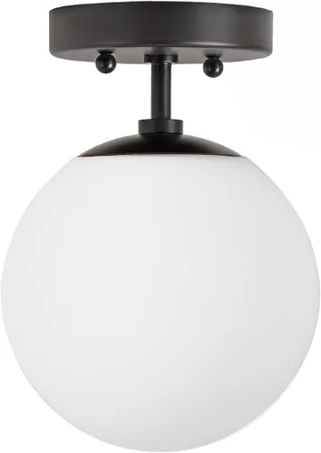Lámpara de techo semiempotrada de color negro suave, pantalla de vidrio esmerilado vintage, lámpara de montaje empotrado moderna para interiores,