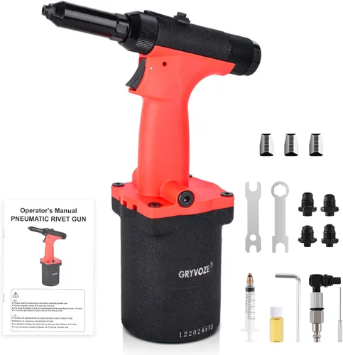 Miniatura 8 de Pistola de Remaches Neumática Air Pop Riveter Kit de Herramientas con Boquillas de Remache de 1/8", 5/32", 3/16", 1/4", Pistola Remachadora