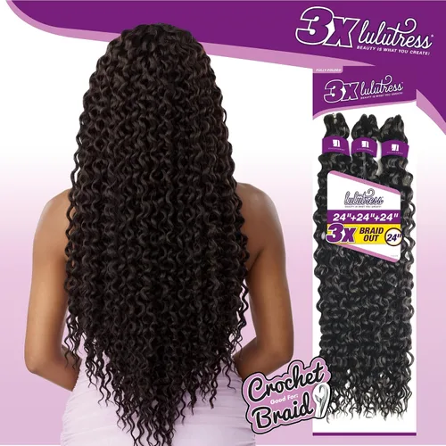 Miniatura 4 de Sensationnel Lulutress - Cabello trenzado de ganchillo – 3 trenzas de 24 pulgadas totalmente plegadas para bricolaje, todas las rastas sintéticas 1