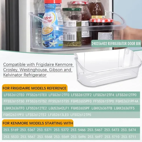Miniatura 2 de 240356402 Contenedor para puerta de refrigerador, repuesto para estante de puerta Frigidaire 240356402 compatible con Frigidaire Kenmore, repuesto