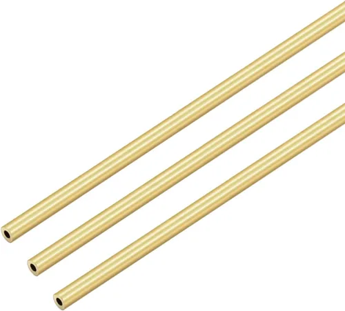 Tubo redondo de latón, 0.079 in de diámetro exterior de 0.020 in de grosor de pared de 11.811 in de longitud, tubo recto de metal sin costuras para