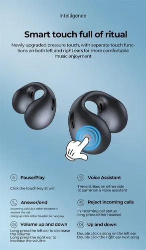 Miniatura 5 de Auriculares inalámbricos de conducción ósea con clip para la oreja, auriculares Bluetooth abiertos 2023, IPX5 impermeables con gancho después de un