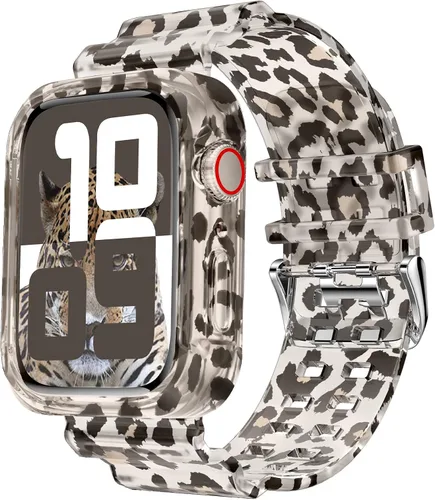 Miniatura 22 de DABAOZA - Correa compatible con Apple Watch de 49 mm, 46 mm, 45 mm, 44 mm, 42 mm, 41 mm, 40 mm, 38 mm, con protector, correa de TPU brillante