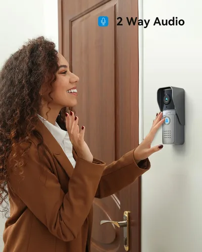 Miniatura 4 de TMEZON Sistema de intercomunicador con vídeo con cable, timbre de puerta de vídeo de 7 pulgadas con soporte de visión nocturna, desbloqueo remoto